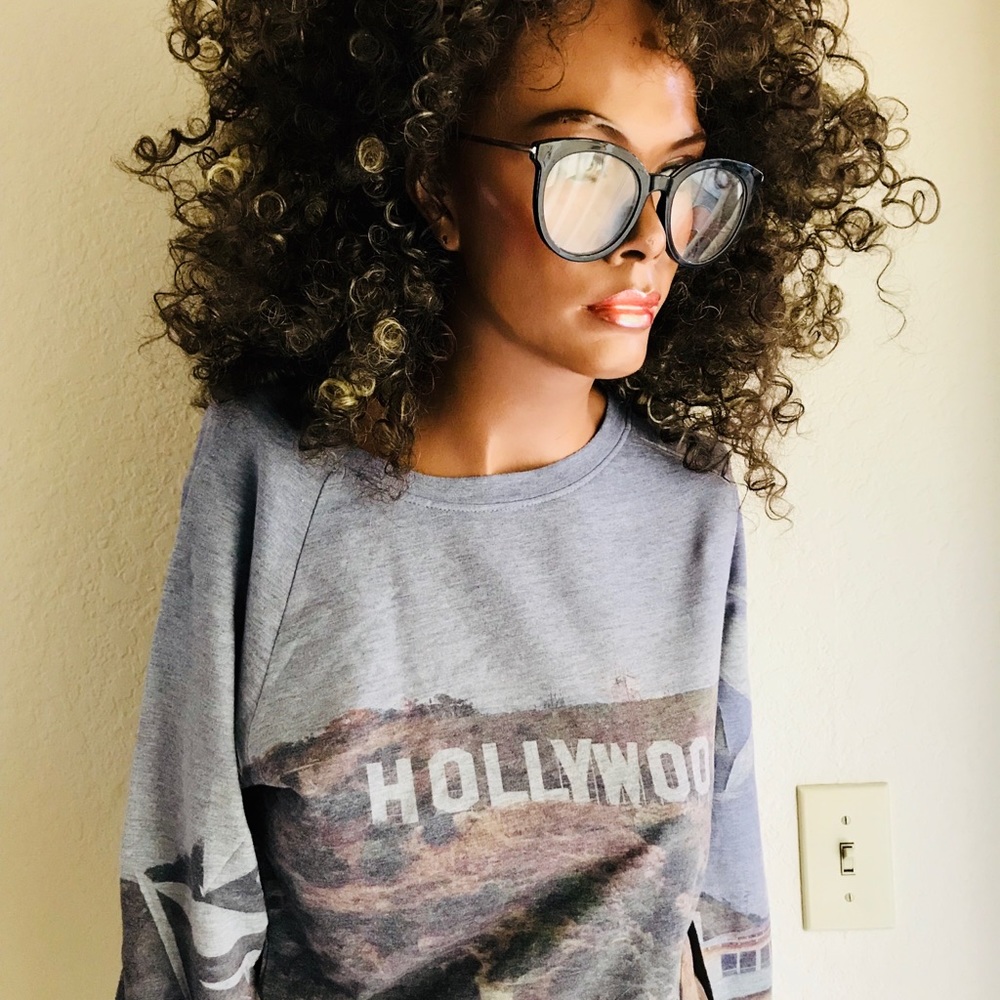 HOLLYWOOD Sign Casual Long Sleeve Top Small